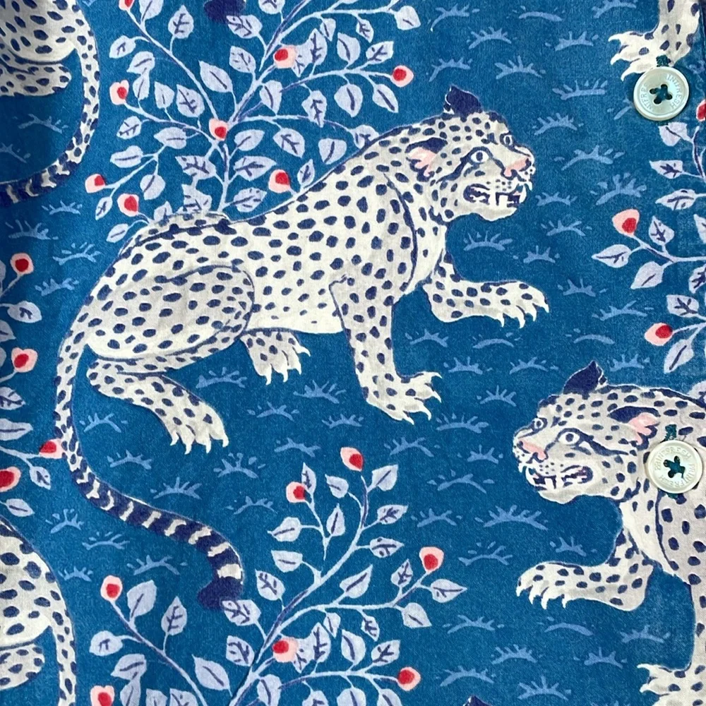 Printfresh Bagheera Leopard Long Sleeve Pajama Top Size S Blue - Picture 3 of 9